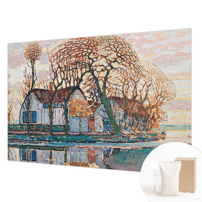 Papel mural con patrón decorativo con un paisaje idílico