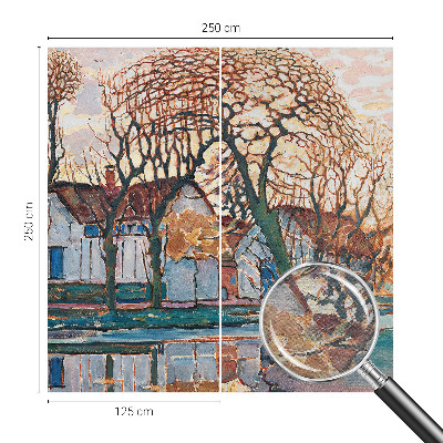 Papel mural con patrón decorativo con un paisaje idílico