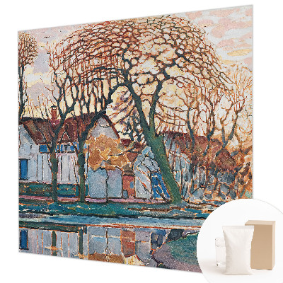 Papel mural con patrón decorativo con un paisaje idílico