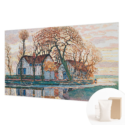 Papel mural con patrón decorativo con un paisaje idílico