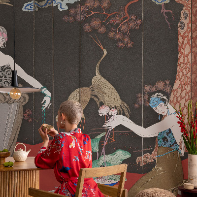 Mural de pared con estampado hermoso con una escena elegante