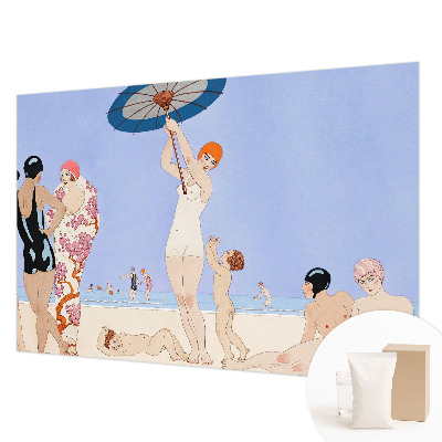 Papel mural texturado decorativo con diseño retro de playa
