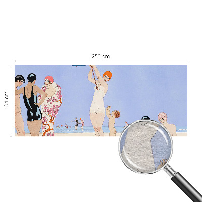 Papel mural texturado decorativo con diseño retro de playa