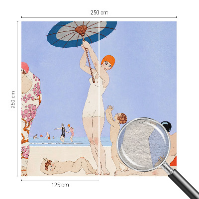 Papel mural texturado decorativo con diseño retro de playa