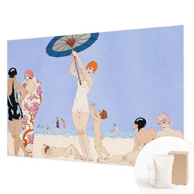 Papel mural texturado decorativo con diseño retro de playa