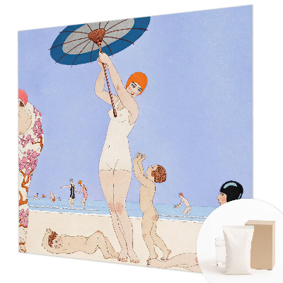 Papel mural texturado decorativo con diseño retro de playa