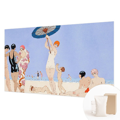 Papel mural texturado decorativo con diseño retro de playa