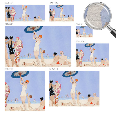 Papel mural texturado decorativo con diseño retro de playa