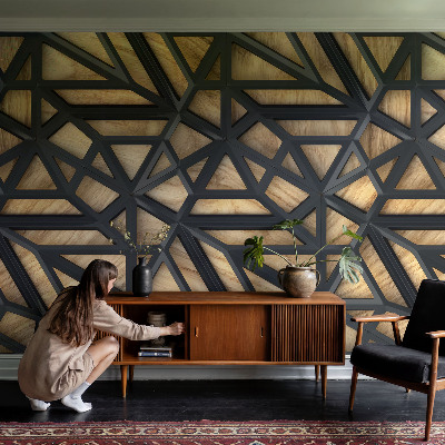 Fotomural decorativo para cabecero de cama con diseño de conexión geométrica