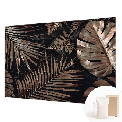 Papel mural texturado decorativo con diseño de hojas exóticas