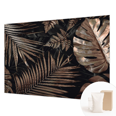 Papel mural texturado decorativo con diseño de hojas exóticas