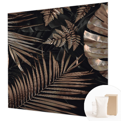 Papel mural texturado decorativo con diseño de hojas exóticas