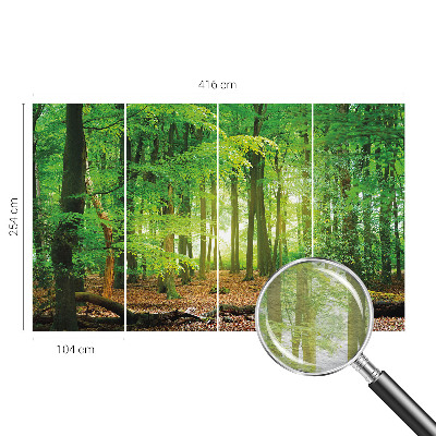Papel mural con patrón decorativo con diseño de bosque en tonos verdes