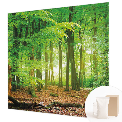 Papel mural con patrón decorativo con diseño de bosque en tonos verdes