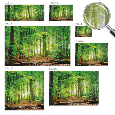 Papel mural con patrón decorativo con diseño de bosque en tonos verdes
