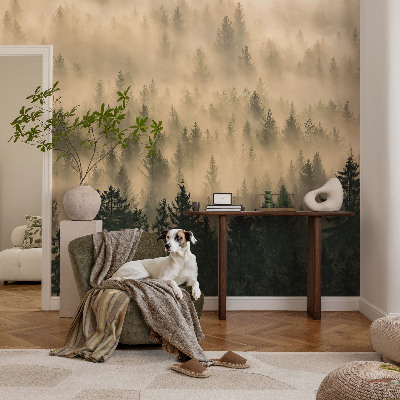 Mural de pared con estampado hermoso con motivo de niebla en el bosque