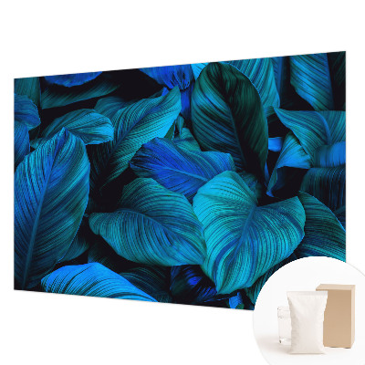 Mural decorativo con diseño de hojas azules
