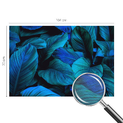 Mural decorativo con diseño de hojas azules