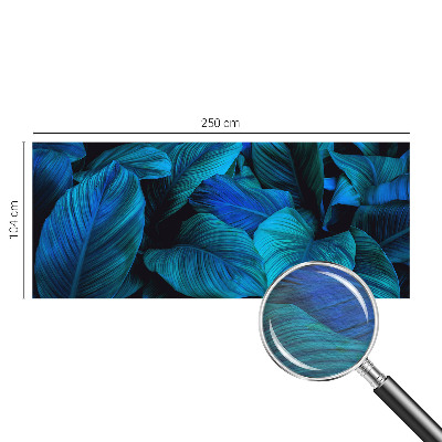 Mural decorativo con diseño de hojas azules