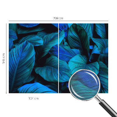 Mural decorativo con diseño de hojas azules