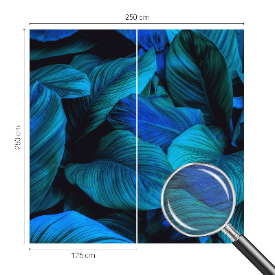Mural decorativo con diseño de hojas azules
