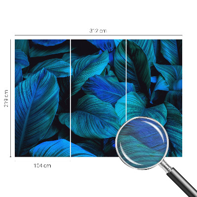 Mural decorativo con diseño de hojas azules