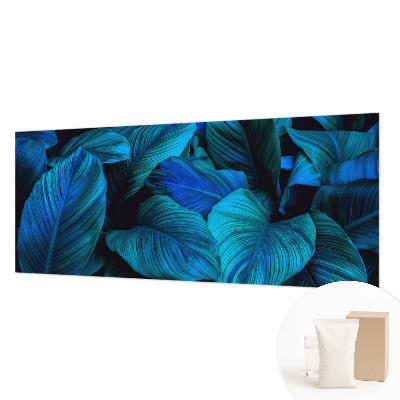 Mural decorativo con diseño de hojas azules