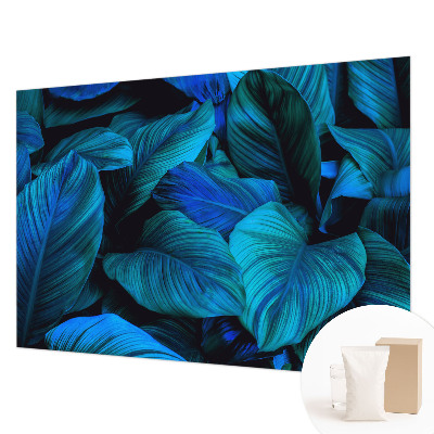Mural decorativo con diseño de hojas azules