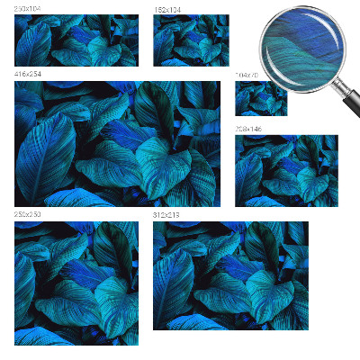 Mural decorativo con diseño de hojas azules