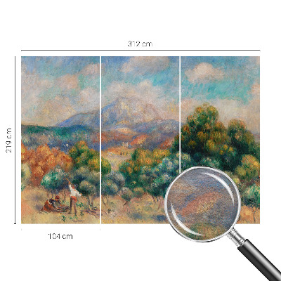 Papel mural texturado decorativo con diseño de paisaje de montaña