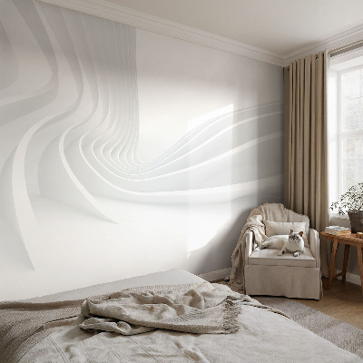Fotomural decorativo para cabecero de cama con diseño de líneas fluidas