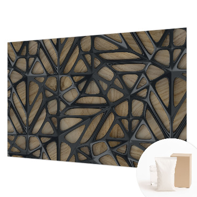 Papel mural texturado decorativo con diseño de rejilla imitación madera