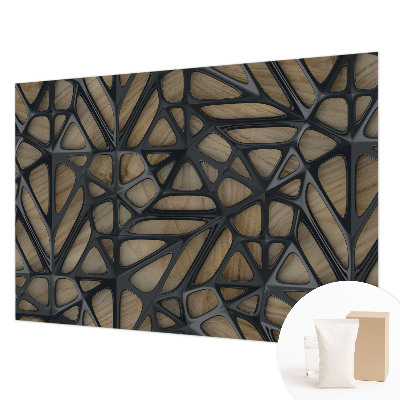 Papel mural texturado decorativo con diseño de rejilla imitación madera