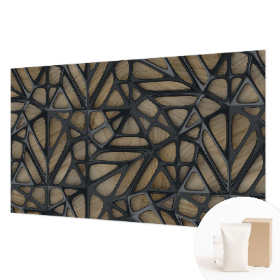 Papel mural texturado decorativo con diseño de rejilla imitación madera