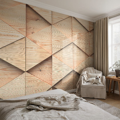 Papel mural con patrón decorativo con diseño de mosaico de madera