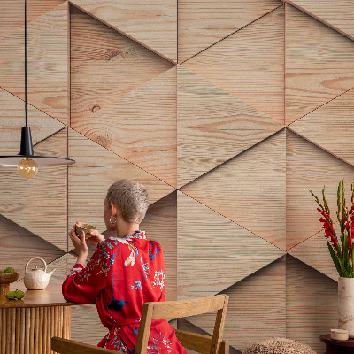 Papel mural con patrón decorativo con diseño de mosaico de madera