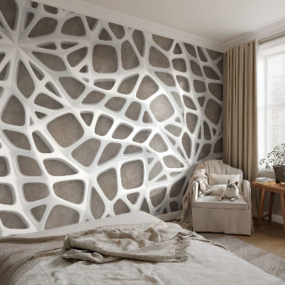 Fotomural decorativo para cabecero de cama con diseño geométrico en tonos rojos