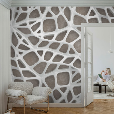 Fotomural decorativo para cabecero de cama con diseño geométrico en tonos rojos