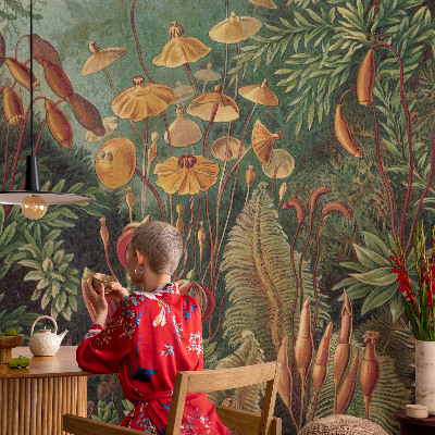 Mural decorativo con motivo de jardín exótico