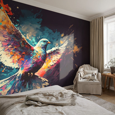 Fotomural decorativo para cabecero de cama con un pájaro colorido como motivo