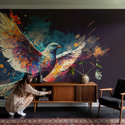 Fotomural decorativo para cabecero de cama con un pájaro colorido como motivo