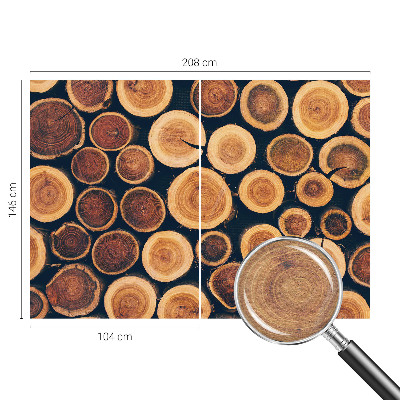 Papel mural con patrón decorativo con motivos de círculos de madera