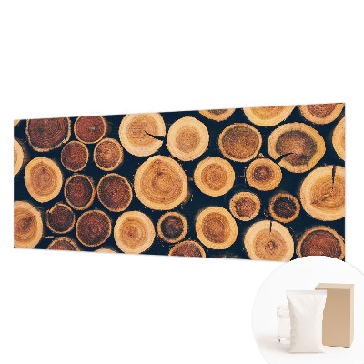 Papel mural con patrón decorativo con motivos de círculos de madera