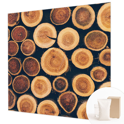 Papel mural con patrón decorativo con motivos de círculos de madera