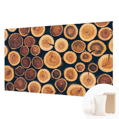 Papel mural con patrón decorativo con motivos de círculos de madera