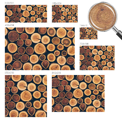 Papel mural con patrón decorativo con motivos de círculos de madera