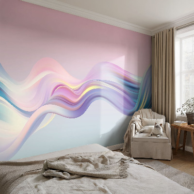Papel mural texturado decorativo con diseño de olas coloridas