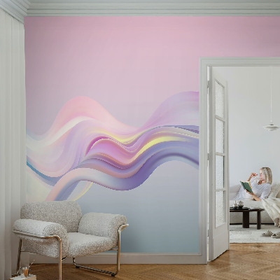 Papel mural texturado decorativo con diseño de olas coloridas