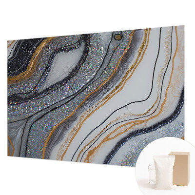 Papel mural texturado decorativo con motivo de ondas en relieve de piedra