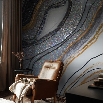 Papel mural texturado decorativo con motivo de ondas en relieve de piedra